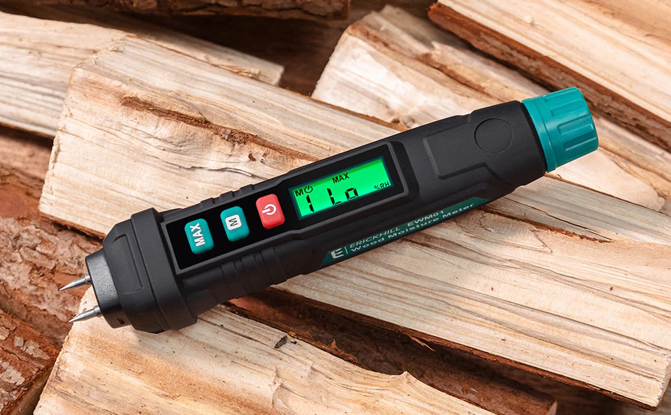 ERICKHILL Misuratore digitale di umidità del legno a penna con display LCD. Legno - Cemento +