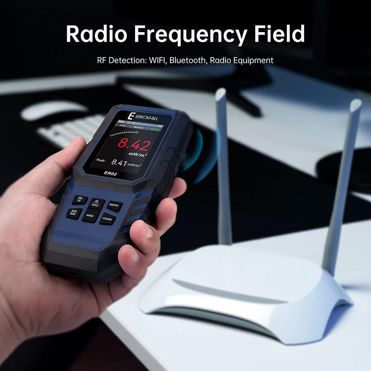 3-en-1 Detector de radiación de campo electromagnético Probador EMF Medidor  de advertencia de radiofrecuencia portátil multifuncional